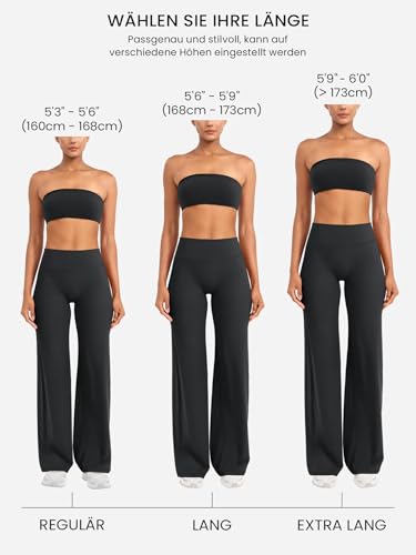 ZAAYO Seamless Straight Leggings Women's High Waist Flared Leggings Yoga Pants Sports Yoga Leggings Women's Gym Yoga Pants Flared Trousers Regular/Long/Extra Long