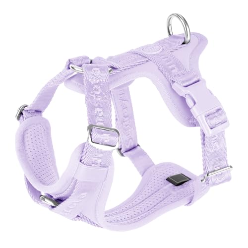 Sunraymascota Soft Lycra Padded Dog Harness,Mesh Breathable Comfortable Vest,Adjustable Size for Small Medium Large Breeds Safe with Two Buckles (Light Purple,M)