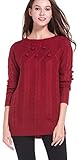 V28 Women's Cable Knit Crew Neck Bateau Neckline Tunic Sweater