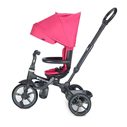 Joovy Tricycoo LX Kid's Tricycle, Push Handle, Adjustable Seat, 8 Stages, Magenta Pricepulse