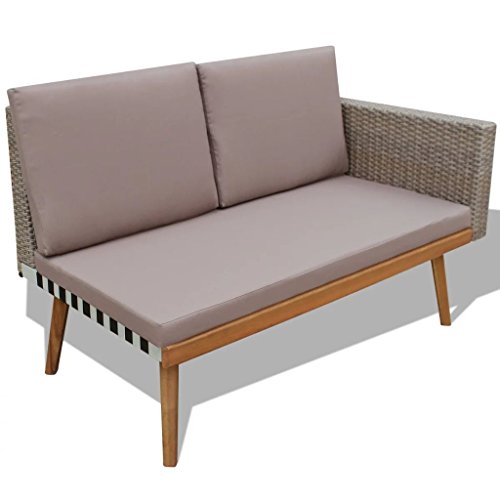 vidaXL Garten Sofagarnitur 4-TLG. Poly Rattan Grau Gartensofa Gartenmöbel Set – Bild 5