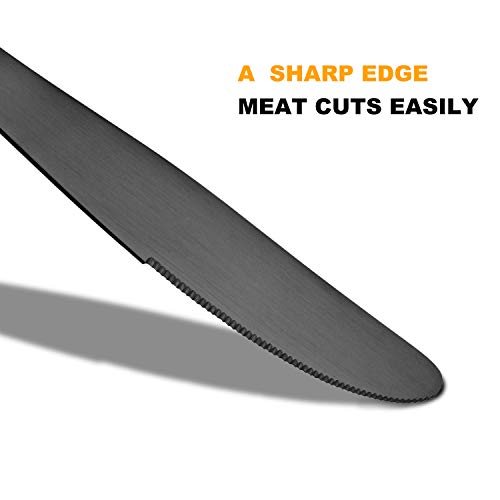 Matte Black Silverware Set, 40 Pieces Stainless Steel Flatware Set Utensils Cutlery Tableware Set Steak Knife Fork and Spoon Set, Serve for 8, Gift Package