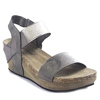 Pierre Dumas Women Low Wedge Chantal 02,Pewter,8.5