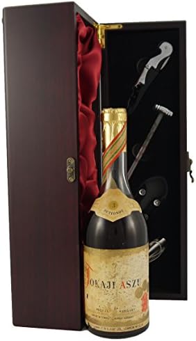Tokaji Aszu 3 putts 1953 (50cl) in a silk lined wooden box with four wine accessories, 1 x 500ml