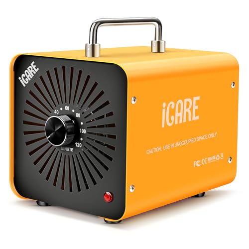 ICARE Home Ozone Generator 60000mg/h, Yellow Ozone Machine | Ozone O3 Portable Air Purification and Odour Removal Device for Office, Bathroom, Home, Car