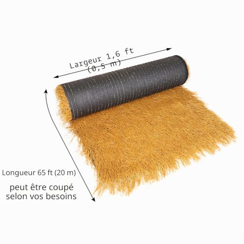 HAZEK Artificial Thatch Roll Tiki Bar Synthetic Thatched Roof Beach Hawaiian Party, Garden Fence Decoration and Bar Decoration (Size:1.6 x 65 ft (0.5 x 20 m))