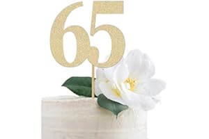 Gold Glitter 65 Cake Topper, 65th Anniversary, sixty fifth Birthday, sixty five
