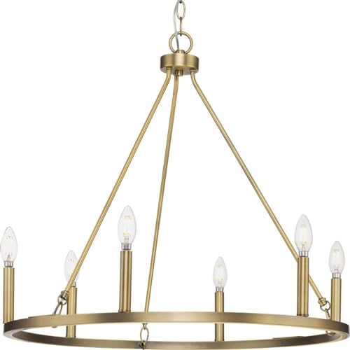 Progress Lighting P400313-163 Gilliam Six-Light Vintage Brass Chandelier