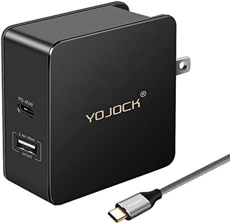 USB-C Charger with Power Delivery 45W 30W 27W 18W PD + 2.4A USB Wall Charger 57W for Dell XPS 13, Nintendo Switch, HP Spectre X360, Samsung S8 Plus, Google Pixel XL, Nexus 5X, iPhone XS, iPad and more