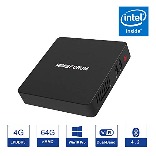 Fanless Mini PC Intel x5-Z8350 Processor 4GB/64GB eMMC Mini Desktop Computers Windows 10, HDMI & VGA Port, HD Graphics, 2.4G/5.8G WiFi, BT 4.2, Auto Power On