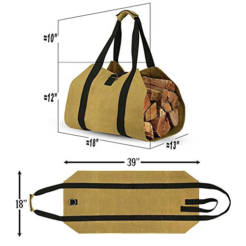 leiusXD Firewood Storage Bag Package Handles Bag Storage Bag Canvas Match Storage Bag Portable Outdoor Match Storage Bag Canvas Outdoor Carry Bag Firewood Carrier Log Tote Camping