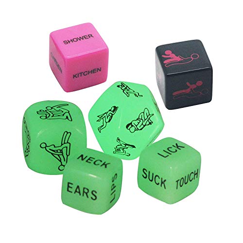 Funny and Romantic Role Playing Dice Luminous Dice Game Set of 6,Novelty Gift for Honeymoon bacherette Party,Him and Her, Bridal Shower, Groom Roast,Newlyweds, Wedding, Anniversary, Marriage New 2019