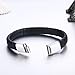 Black Leather Bracelets For Men Bangle Bracelets Fashion Magnetic Clasp 8.5 Inch