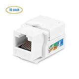 VICTEK 10-Pack CAT6 RJ45 Modular Keystone Wall Jack, Female to Female 110 Punch-Down Keystone Jack Inline Coupler - White