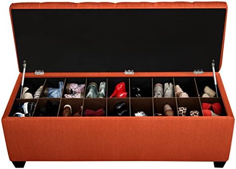 MJL Furniture Designs The Sole Secret Pumpkin Diamond Tufted Shoe Storage Bench, Large