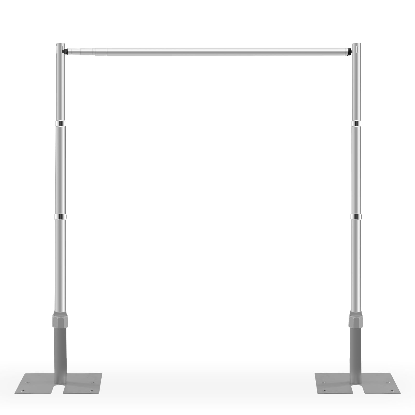 Jiang&Rong Backdrop Stand Kit - 3 X 2.6m/10 X 8.5ft Adjustable Photo Background Stand Support Poles With Heavy Duty Flat Base, Metal Steel Pipe And Drape Frame Kit For Parties Birthday Wedding