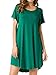 JollieLovin Women's Tunic Top Casual Short Sleeve Swing Loose T-Shirt Dress (Deep Green, 3X)