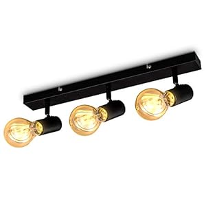 B.K.Licht I Plafondlamp I vintage plafondspot met 3 lichts I zwart I spotjes I industrieel I draaibar I kantelbaar I…