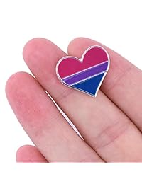 Hurriman Bisexual Pride Pin Bi Flag Lapel Gay Pride Pin Heart Brooch Badges 2 Pack