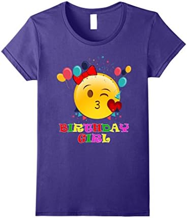 Women's Birthday Girl Emoji with Balloons Party Gift T-Shirt Medium Purple