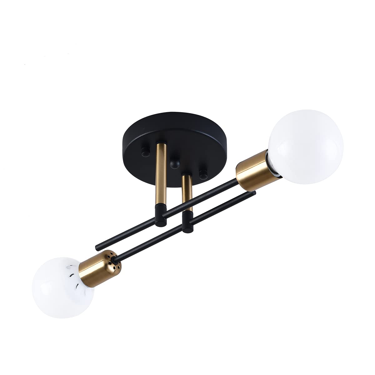 Kaj Hejmo Modern Ceiling Light Fitting- Rustic Semi Flush Mount Chandelier Light- Vintage Industrial Black Ceiling Light Fixtures Interior for Living Room Bedroom Kitchen Dining (2-Light)