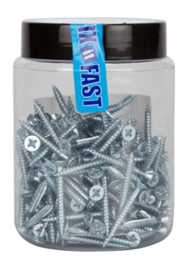 Hardware Solutions - Countersunk Pozi Head Screws - Twin Thread - Hardened Bright Zinc Plated - 10 x 75mm - Pack 100 - Reusable Jar