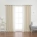 Best Home Fashion Mix & Match Tulle Sheer Lace & Blackout Curtain Set - Antique Bronze Grommet Top - Beige - 52