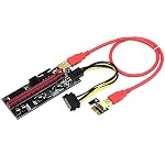 VER-009S-6-Pack-PCIE-Riser-1X-to-16X-Graphics-Extension-for-GPU-Mining-Powered-Riser-Adapter-Card-by-BAY-Direct-60cm-USB-30-Cable-4-Solid-Capacitors-Two-6PIN-and-Molex-3-Power-Options