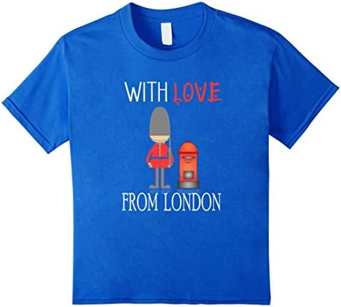 Kids With Love From London T-shirt Guardsman Postbox England UK 8 Royal Blue