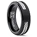 Black Titanium ring Wedding band with Stainless Steel Cables size 12