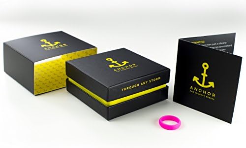 Anchor Silicone Wedding Ring for Women with Exclusive Gift Box - Award-Winning Safe and Versatile Wedding Bands Designed for Your Active Lifestyle (Electric Pink, XL)