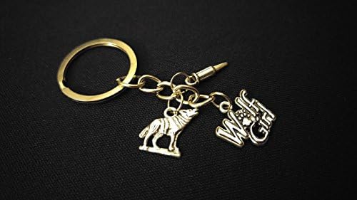 WEREWOLF WOLF GIRL BULLET Silver Metal Charm Keychain Key Ring Unique Gift