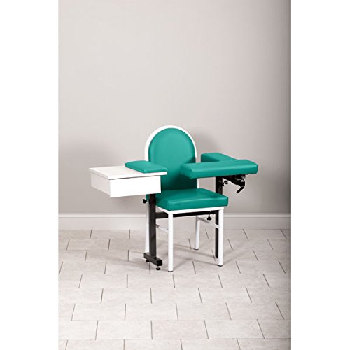 Economy Padded Phlebotomy Chair with Drawer and CAL 133 Vinyl Dusty Jade
