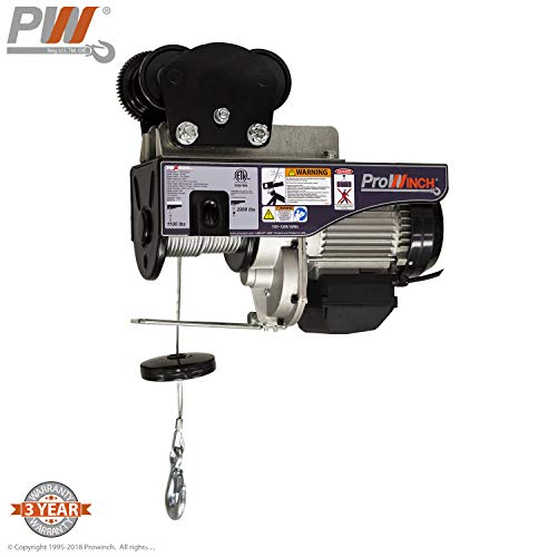 1 Ton Electric Wire Rope Hoist 2200 lbs. 38 ft. Wireless w/Power Trolley 110V