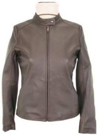 Alpakaandmore Women Lamb Nappa Leather Brown Stand-up Collar (X-Large)