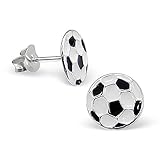 SOCCER BALL Sterling Silver Stud Earrings For Girls Ladies - Nickel Free GIFT BOXED