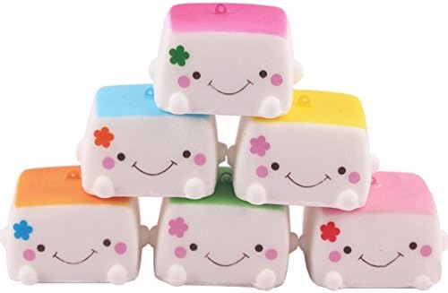 Huastyle 2 Pcs Jumbo Squishies Colorful Soft Chinese Tofu Adorable Expression Smile Face Fun Toy