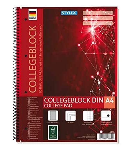 Stylex Spiral Pad College A4 80 Sheets Squared