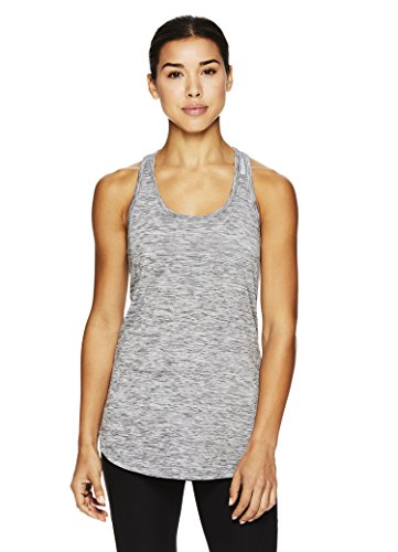 Reebok Women's Legend Active Racerback Basic Tank Top- Contrast Black Heather/Black, Small