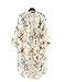 Akery Women's Floral Chiffon Kimono Cardigan Blouse Beach Cover up,Medium,White