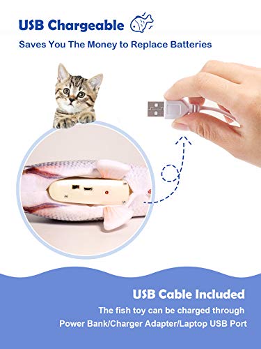 Leven Realistic Cat Kicker Fish Toy, Electric Moving Interactive Cat Toy, Wiggle Fish Catnip Toy, Robotic Motion Sensor Kitten Toy, Plush Cat Teaser, Fun Kitty Toy, Stimulates Cat Hunting Instinct