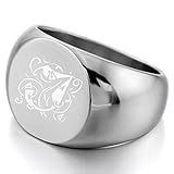 MeMeDIY Silver Stainless Steel Ring Signet - Customized Engraving