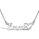 PicturesOnGold.com Personalized Script Name Necklace with Open Heart Custom Name Necklace Women with any Name or Word