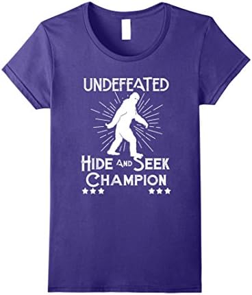 Womens Undefeated Hide And Seek Champion Bigfoot T-Shirt Large Purple
