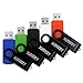 XINWAY 16GB USB 2.0 Flash Drives Thumb Drive Memory Stick, (5 Pack Five Colors: Black White Blue Green Orange)