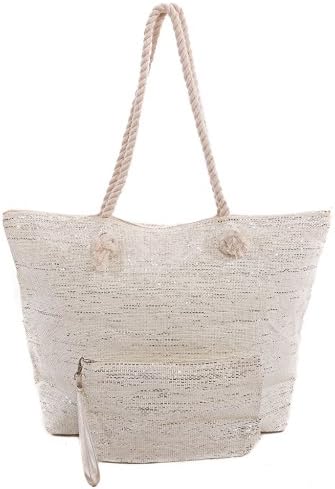 Tote Bag by Pier 17 – Metallic Beach Bag Metal Rivets And Strong Handles Can Hold Up To 30 lbs. - Anti-Rip Dual Lining For Extra Protection - Keeps Your Items Sand-Free - Water Resistant
