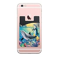 FEDDIY Slim Leather Phone Card Wallet, Credit Card Holder, Pocket Case Cover for Apple iPhone-Beautiful Dolphin Bay