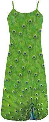 Women's Peacock Print Polyester Casual Slip Dress