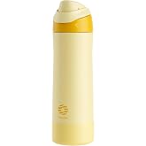 FJbottle Insulated Stainless Steel Water Bottle, 24 oz No Straw Leakproof Sports Water Bottle with Adjustable Handle for Travel Gym Workout Yellow