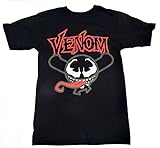 Spider-Man Venom Attack Kawaii T-Shirt (Large, Black)